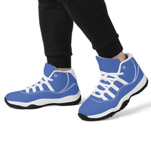 Load image into Gallery viewer, Ti Amo I love you - Exclusive Brand - San Marino Blue  - Double White Heart - High Top Air Retro Sneakers - White Laces
