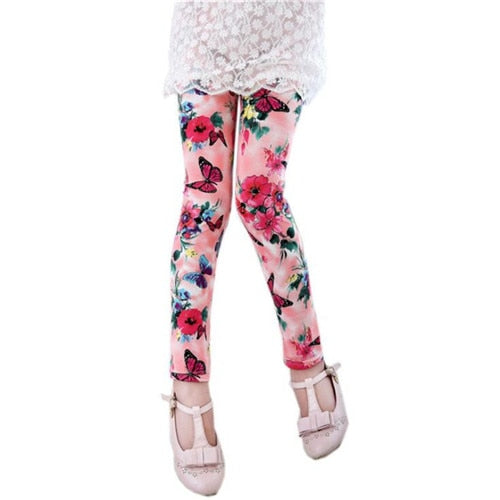 Kids Girls Leggings Spring Summer Flower Printed Children Trousers Girl Casual Pencil Pants Cute Toddler Leggings Ti Amo I love you