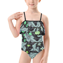 Load image into Gallery viewer, Kids&#39; Spaghetti Strap Ruffle Swimsuit (S26) Ti Amo I love you
