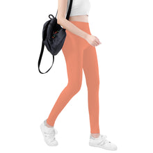 Load image into Gallery viewer, Ti Amo I love you - Exclusive Brand   - Vivid Tangerine - White Daisy -  Yoga Leggings
