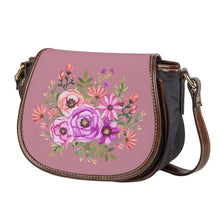 Load image into Gallery viewer, Ti Amo I love you - Exclusive Brand - Puce - Pink Floral Pattern -  Saddle Bag
