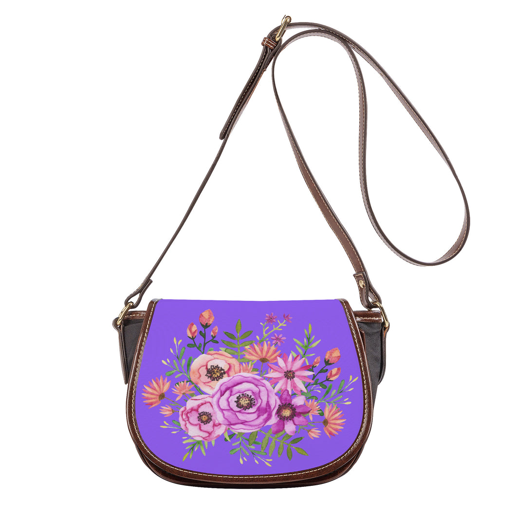 Ti Amo I love you - Exclusive Brand - Heliotrope 3 - Pink Floral -  Saddle Bag