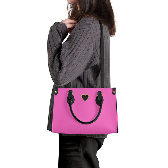 Ti Amo I love you - Exclusive Brand - Hot Pink - Luxury Womens PU Tote Bag - Black Straps