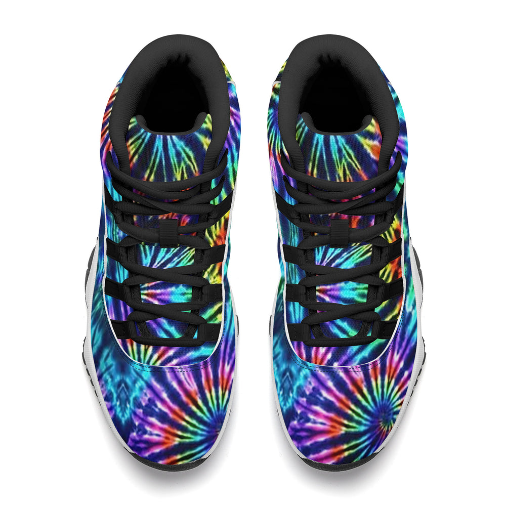 Ti Amo I love you - Exclusive Brand - Rainbow Tie-Dye Pattern - High Top Air Retro Sneakers - Black Laces