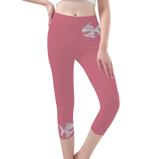 Ti Amo I love you -  Exclusive Brand - Old Pink - Womens / Teen Girls  / Womens Plus Size  - Angry Fish - Capri Yoga Leggings - Sizes XS-3XL