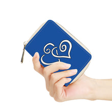 Load image into Gallery viewer, Ti Amo I love you - Exclusive Brand - Fun Blue - Double White Heart - PU Leather &#39; Zipper Card Holder
