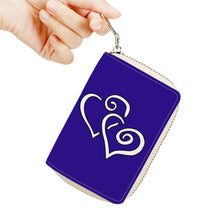 Load image into Gallery viewer, Ti Amo I love you - Exclusive Brand - Blue Gem - Double White Heart - PU Leather - Zipper Card Holder
