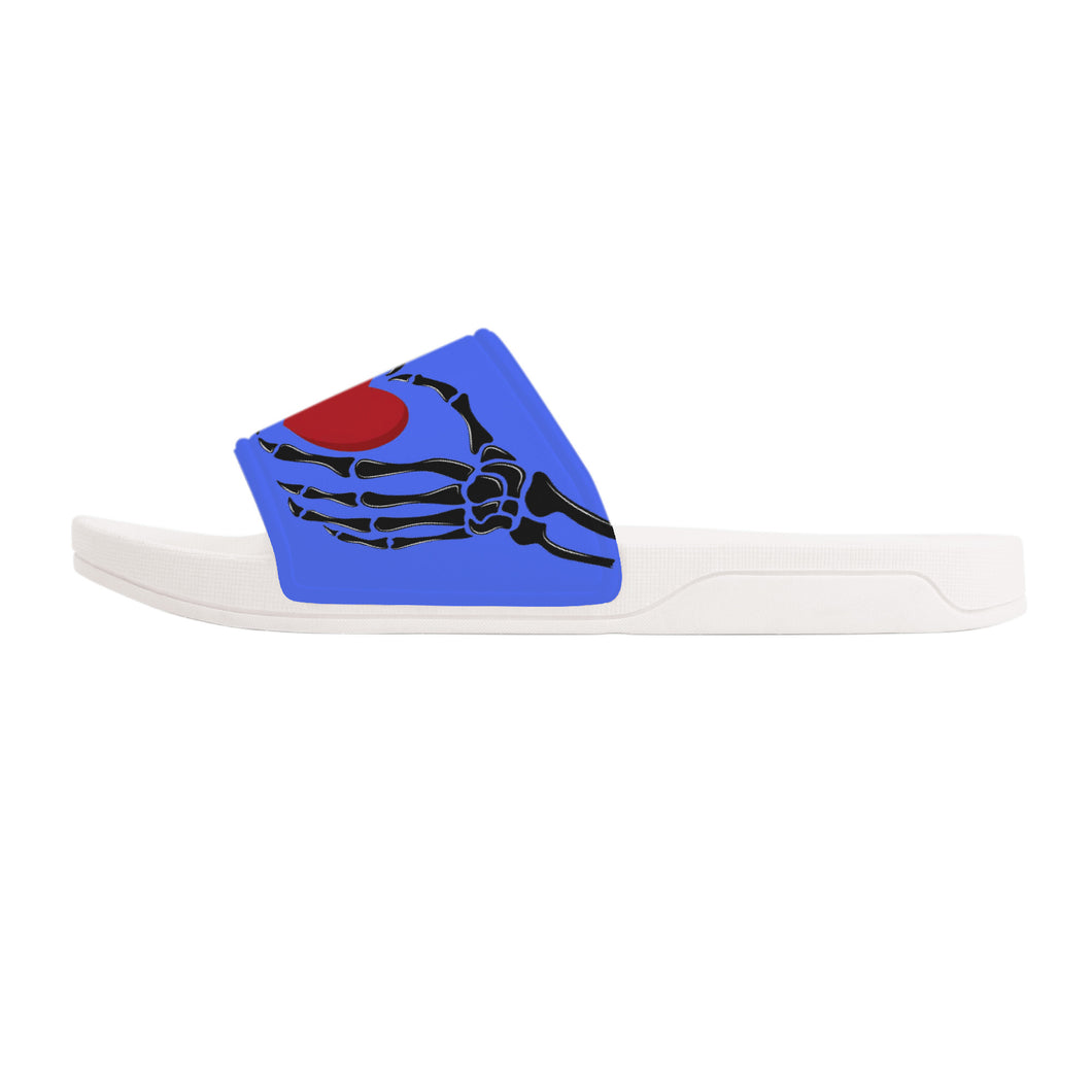 Ti Amo I love you - Exclusive Brand - Neon Blue - Skeleton Hands with Heart -  Slide Sandals - White Soles