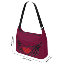 Load image into Gallery viewer, Ti Amo I love you - Exclusive Brand - Claret Red - Skeleton Heart Hands  -  Journey Computer Shoulder Bag
