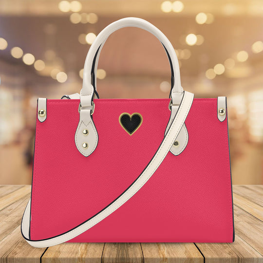 Ti Amo I love you - Exclusive Brand - Radical Red - Luxury Womens PU Tote Bag - Cream Straps