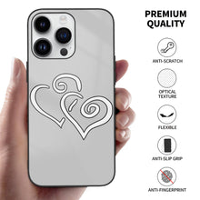 Load image into Gallery viewer, Ti Amo I love you - Exclusive Brand - Silver  - Double White Heart -  iPhone 14 Glass Case (3 cameras)
