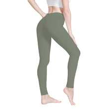 Load image into Gallery viewer, Ti Amo I love you - Exclusive Brand   - Sage Green - White Daisy -  Yoga Leggings
