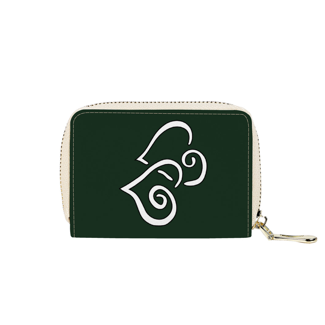 Ti Amo I love you - Exclusive Brand - Celtic - Double White Heart - PU Leather - Zipper Card Holder