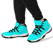 Load image into Gallery viewer, Ti Amo I love you - Exclusive Brand  - Aqua / Cyan - Skeleton Hands with Heart -  High Top Air Retro Sneakers - Black.Laces
