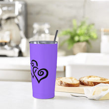 Load image into Gallery viewer, Ti Amo I love you - Exclusive Brand - Heliotrope 3 - Double Black Heart - 20oz Stainless Steel Straw Lid Cup
