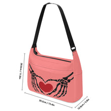 Load image into Gallery viewer, Ti Amo I love you - Exclusive Brand - Deep Mona Lisa - Skeleton Heart Hands  -  Journey Computer Shoulder Bag
