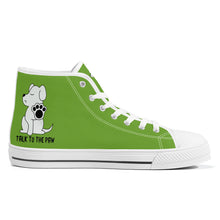 Load image into Gallery viewer, Ti Amo I love you  - Exclusive Brand - Green Onion - Talk to the Paw -  High-Top Canvas Shoes - White

