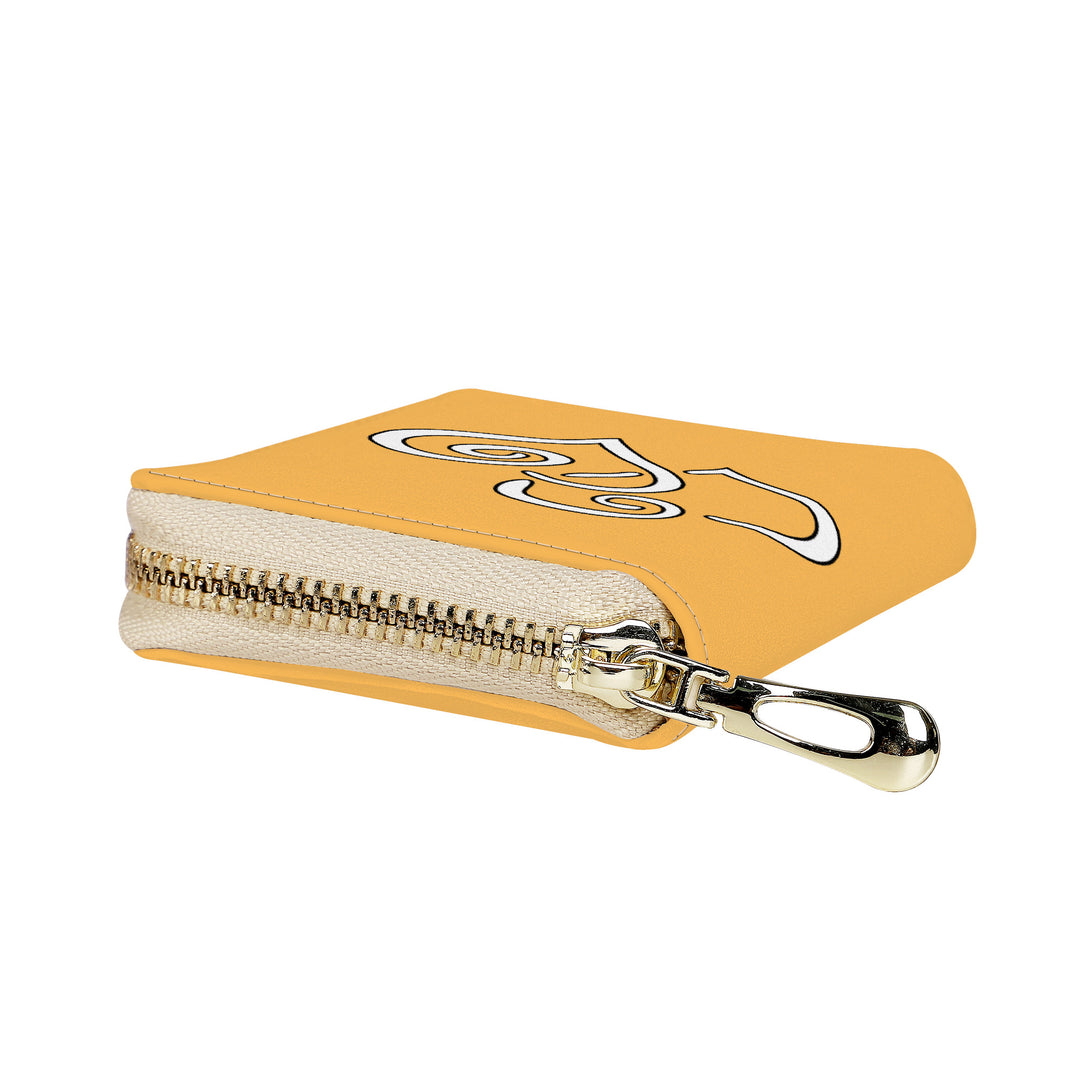 Ti Amo I love you - Exclusive Brand - Light Orange - Double White Heart - PU Leather - Zipper Card Holder