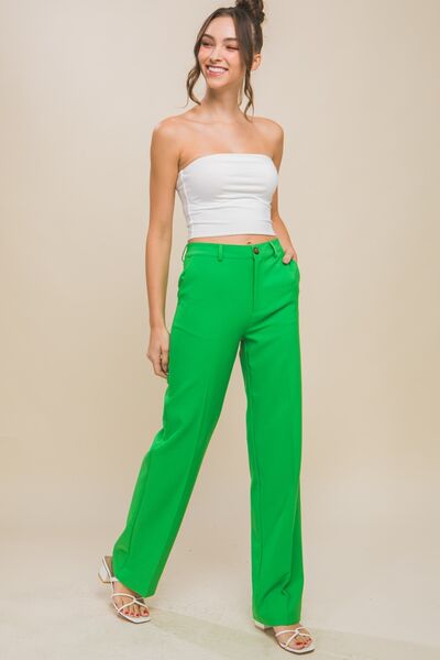 LOVE TREE High Waist Straight Pants Ti Amo I love you