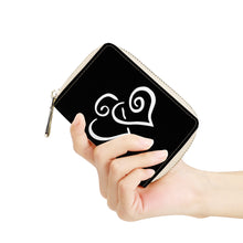 Load image into Gallery viewer, Ti Amo I love you - Exclusive Brand - Black - Double White Heart - PU Leather - Zipper Card Holder
