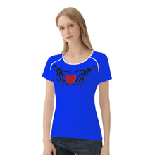 Load image into Gallery viewer, Ti Amo I love you - Exclusive Brand  - Blue Blue Eyes - Skeleton Hands with Heart  -Women&#39;s T shirt
