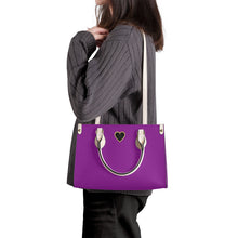 Load image into Gallery viewer, Ti Amo I love you - Exclusive Brand - Violet Eggplant - Luxury Womens PU Tote Bag - Cream Straps
