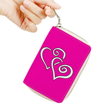 Load image into Gallery viewer, Ti Amo I love you - Exclusive Brand - Hollywood Cerise - Double White Heart - PU Leather - Zipper Card Holder
