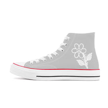 Load image into Gallery viewer, Ti Amo I love you - Exclusive Brand - Silver - White Daisy - High Top Canvas Shoes - White  Soles
