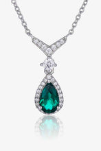 Load image into Gallery viewer, Lab-Grown Emerald Teardrop Necklace Ti Amo I love you
