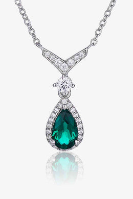 Lab-Grown Emerald Teardrop Necklace Ti Amo I love you