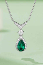 Load image into Gallery viewer, Lab-Grown Emerald Teardrop Necklace Ti Amo I love you
