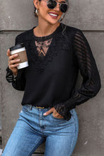 Load image into Gallery viewer, Lace Detail Smocked Flounce Sleeve Blouse Ti Amo I love you
