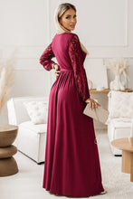 Load image into Gallery viewer, Lace Detail Surplice Tie-Waist Maxi Dress Ti Amo I love you
