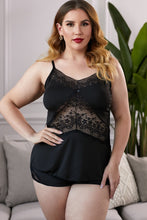 Load image into Gallery viewer, Lace Insert Plus Size Pajamas Set Ti Amo I love you
