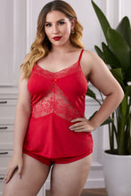 Load image into Gallery viewer, Lace Insert Plus Size Pajamas Set Ti Amo I love you
