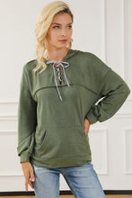 Load image into Gallery viewer, Lace-Up Exposed Seam Hoodie with Pocket Ti Amo I love you
