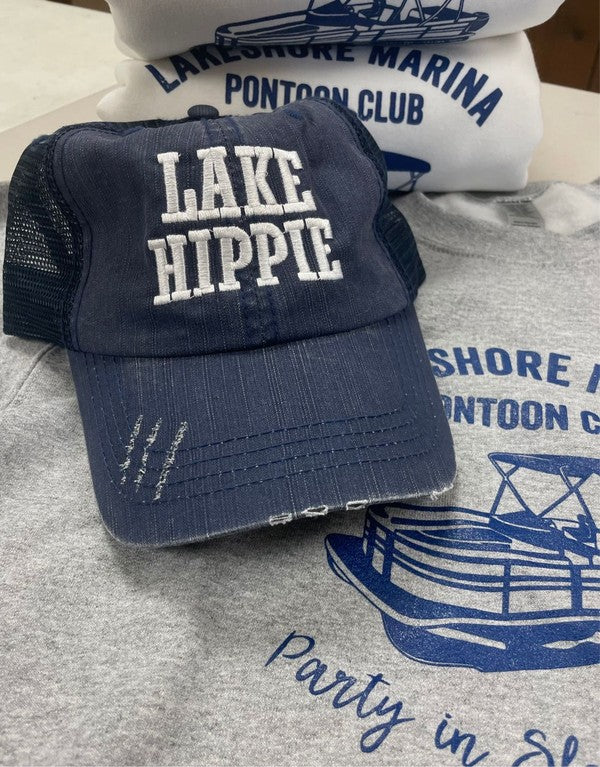 Lake Hippie Embroidered Trucker Hat Ti Amo I love you