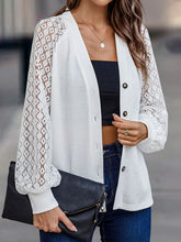 Load image into Gallery viewer, Lantern Sleeve V-Neck Button-Down Cardigan Ti Amo I love you
