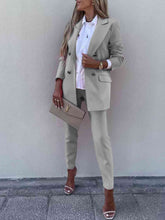 Load image into Gallery viewer, Lapel Collar Long Sleeve Blazer and Pants Set Ti Amo I love you
