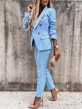 Load image into Gallery viewer, Lapel Collar Long Sleeve Blazer and Pants Set Ti Amo I love you
