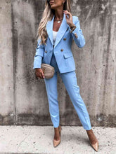 Load image into Gallery viewer, Lapel Collar Long Sleeve Blazer and Pants Set Ti Amo I love you
