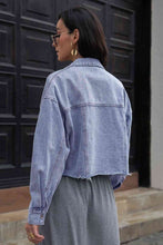 Load image into Gallery viewer, Lapel Collar Long Sleeve Denim Jacket Ti Amo I love you
