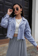 Load image into Gallery viewer, Lapel Collar Long Sleeve Denim Jacket Ti Amo I love you
