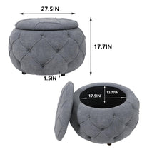 Load image into Gallery viewer, Large Button Tufted Woven Round Storage Footstool。Suitable for living room, bedroom, study Ti Amo I love you
