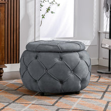 Load image into Gallery viewer, Large Button Tufted Woven Round Storage Footstool。Suitable for living room, bedroom, study Ti Amo I love you
