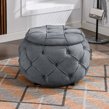 Load image into Gallery viewer, Large Button Tufted Woven Round Storage Footstool。Suitable for living room, bedroom, study Ti Amo I love you
