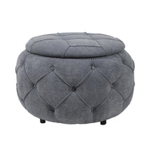 Load image into Gallery viewer, Large Button Tufted Woven Round Storage Footstool。Suitable for living room, bedroom, study Ti Amo I love you
