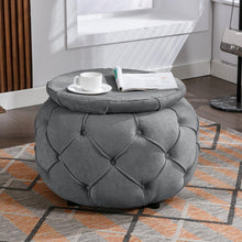 Load image into Gallery viewer, Large Button Tufted Woven Round Storage Footstool。Suitable for living room, bedroom, study Ti Amo I love you
