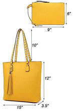 Load image into Gallery viewer, Large Shoulder Hobo Handbag with Tassel &amp; Small Pouch - Only Beige Left Ti Amo I love you
