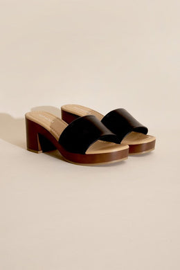 Lauren - Black or Tan - Slide Mule Heels Ti Amo I love you